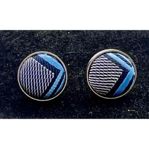 Men's Vintage Woven Fabric Cufflinks Round Textured Formal Dresswear